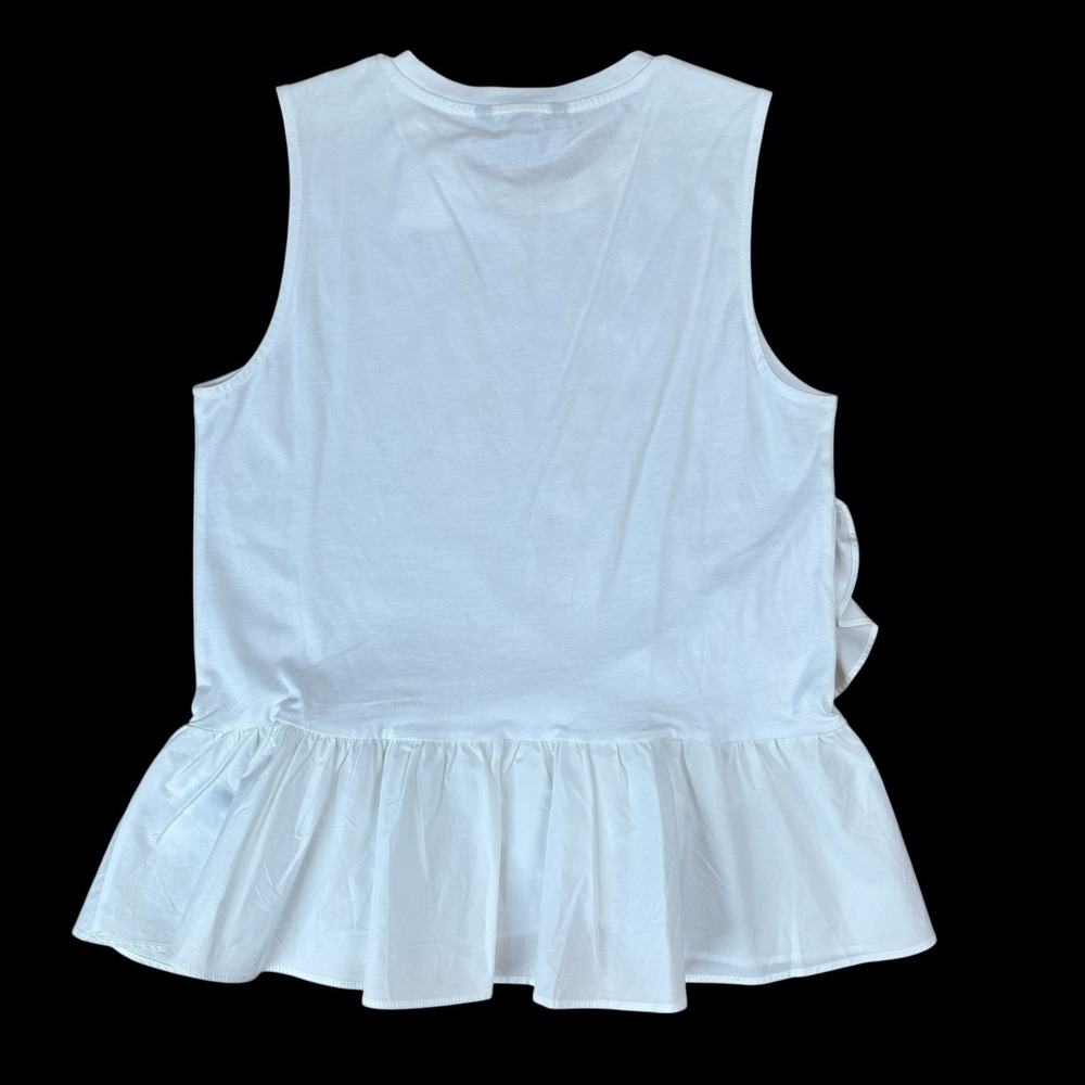 NWT Banana Republic Ruffle Hem Couture Tee Cotton Poplin Ruffle Sz XS Sleeveless - Picture 4 of 8